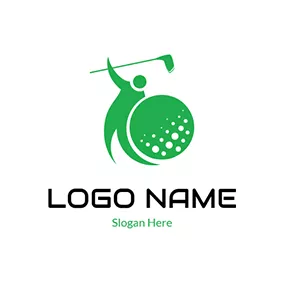 Golf Logo Green Golfer and Gold logo design