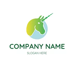 ユニコーンロゴ Green Gradient Unicorn and Circle logo design