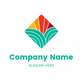 Sunrise Logo Green Grassland and Sunrise logo design