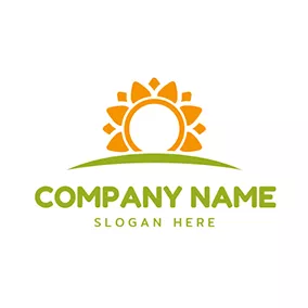 Sunshine Logos Green Grassland and Yellow Sun logo design