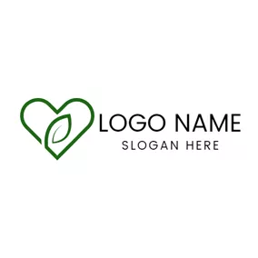 Life Logo Green Heart and Outlined Leaf logo design
