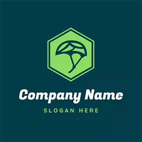 Helmet Logo Green Hexagon and Helmet logo design