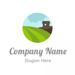 Agriculture Logo Green Leaf and Brown House logo design