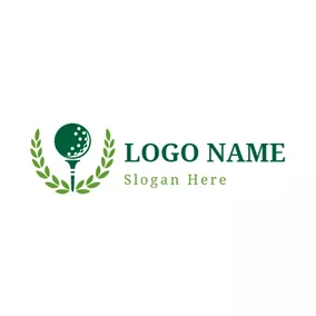 Club Logo Green Leaf and Golf Ball logo design
