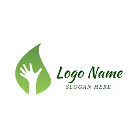 Environment & Green Logo Green Leaf and Hand logo design