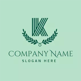 Letter Logo Green Leaf and Letter K logo design