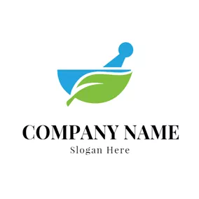 Medicine Logo Green Leaf and Medicine Bowl logo design