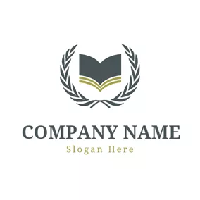 Reading Logo Green Leaf and Opened Book logo design