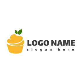 Bakery Logo Green Leaf and Orange Cake logo design