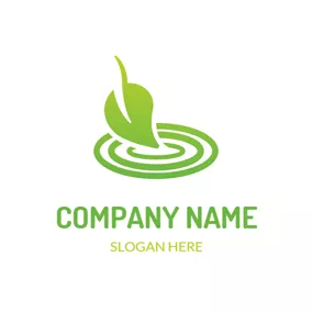 Ripple Logo Green Leaf and Water Ripple logo design