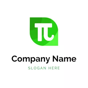 Pi Logo Green Leaf and White Pi logo design