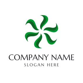 Environment & Green Logo Green Leaf and Windmill logo design
