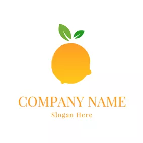 Food & Drink Logo Green Leaf and Yellow Orange Icon logo design
