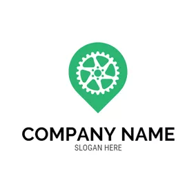 Bike Logo Green Location and White Bike Wheel logo design