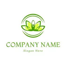 Lotus Logo Green Lotus and Yoga Woman logo design