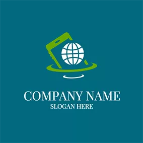 Business & Consulting Logo Green Mobile Phone and White Globe logo design