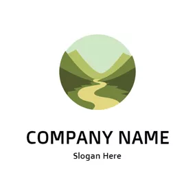 Adventure Logo Green Mountain and Beige Road logo design