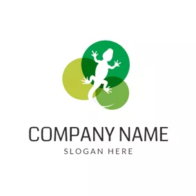 Lizard Logo Green Overlapping Circle and Lizard logo design