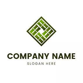 Bamboo Logo Green Rhombus and Bamboo Joint logo design