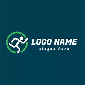 Fast Logo Green Round and Running Man logo design