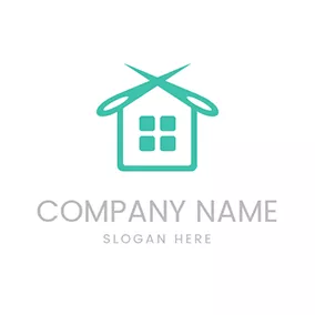 工芸品 ロゴ Green Scissor House and Craft logo design