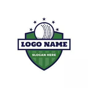 Team Logo Green Shield and White Cricket Ball logo design