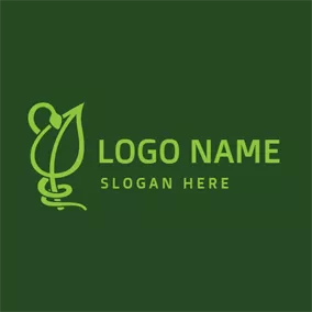 Spring Logo Green Snake and Leaf logo design