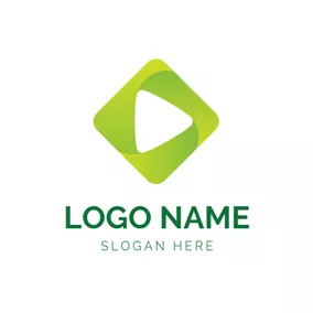 Button Logo Green Square and Play Button logo design