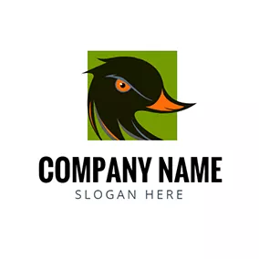鴨Logo Green Square and Vicious Duck logo design