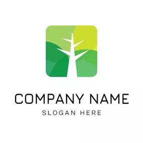 Park Logo Green Square and White Tree logo design