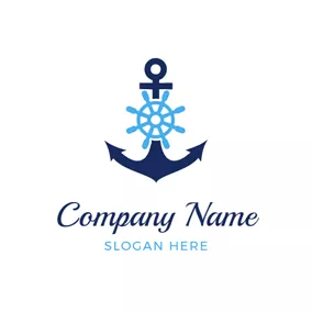 Anker Logo Green Steering and Blue Anchor logo design