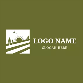 Agriculture Logo Green Sun and Square Farm logo design