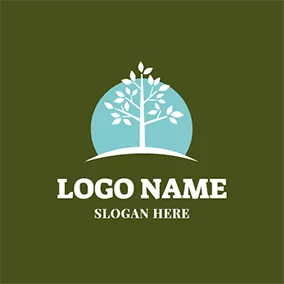 Life Logo Green Sun and White Tree logo design