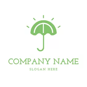 傘ロゴ Green Sunlight and Umbrella logo design