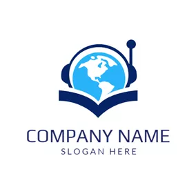 耳机 Logo Green Tellurion and Blue Headset logo design