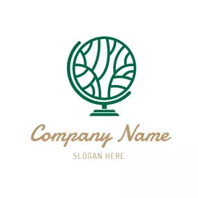 Emblem Logo Green Tellurion and Tree logo design