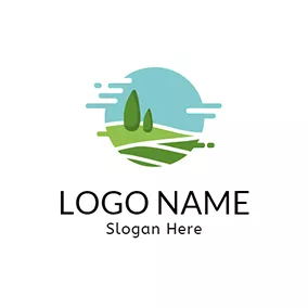 Environment & Green Logo Green Tree and Grassland logo design