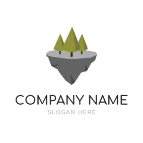 Island Logo Green Tree and Island logo design