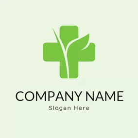 Plus Logo Green Tree Leaf and Plus logo design