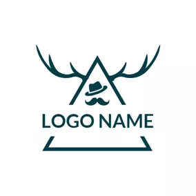 Fashion & Beauty Logo Green Triangle Antler and Hipster logo design