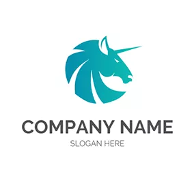 ユニコーンロゴ Green Unicorn Head Outline logo design