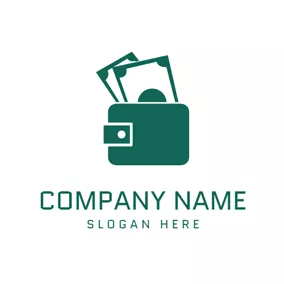 Finance & Insurance Logo Green Wallet and Paper Money logo design