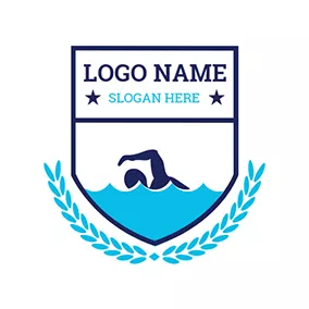 Pool Logo Green Water and Swimmer logo design