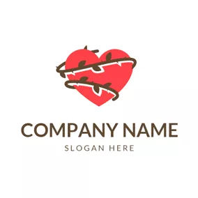 Vine Logo Green Wine Twisted Red Heart logo design