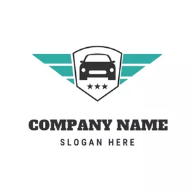 Transportation Logo Green Wing and Black Car logo design