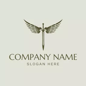 Tribal Logo Green Wing and Sword logo design