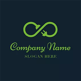 Industrial Logo Grenn Plug and Power Line logo design