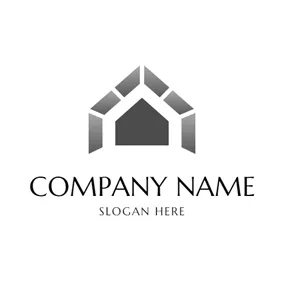 Brick Logo Grey Brick Little House logo design