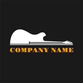 Music Logo Half White Guitar logo design