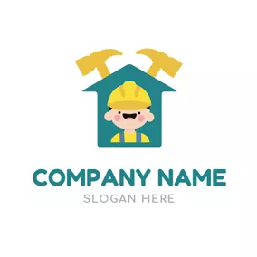 Hammer Logo Hammer and Cute Handyman logo design